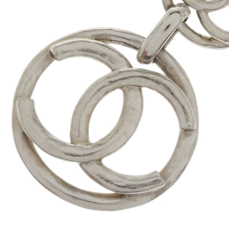 Chanel CC Button Dangle Piercing Earrings Silver A18P 154371