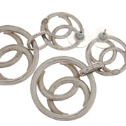 Chanel CC Button Dangle Piercing Earrings Silver A18P 154371