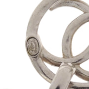 Chanel CC Button Dangle Piercing Earrings Silver A18P 154371
