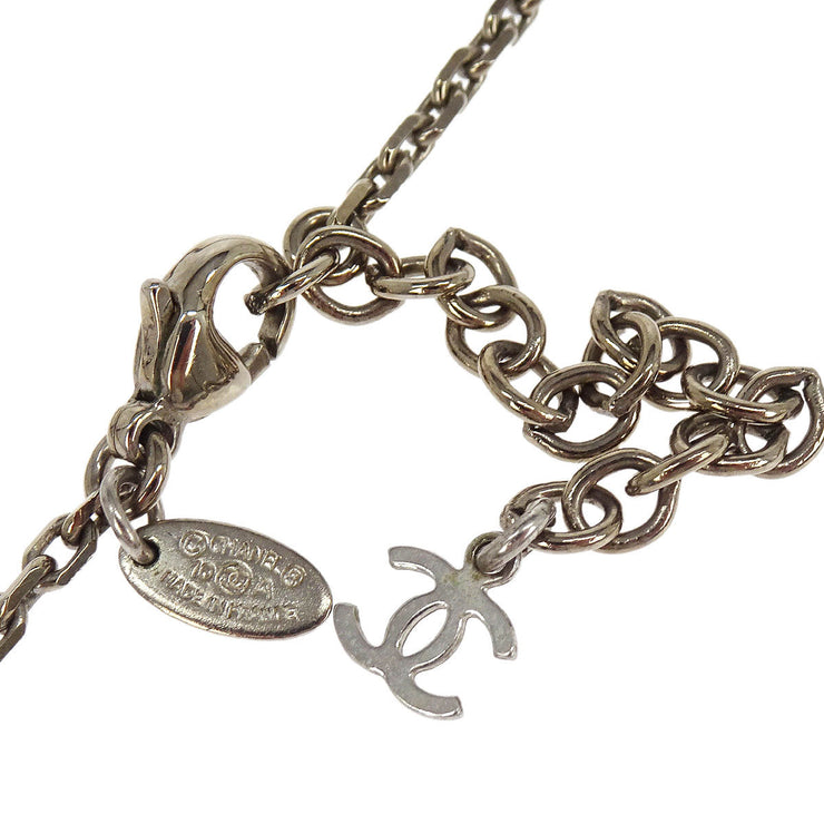 Chanel Silver Medallion Chain Pendant Necklace 10A 154372