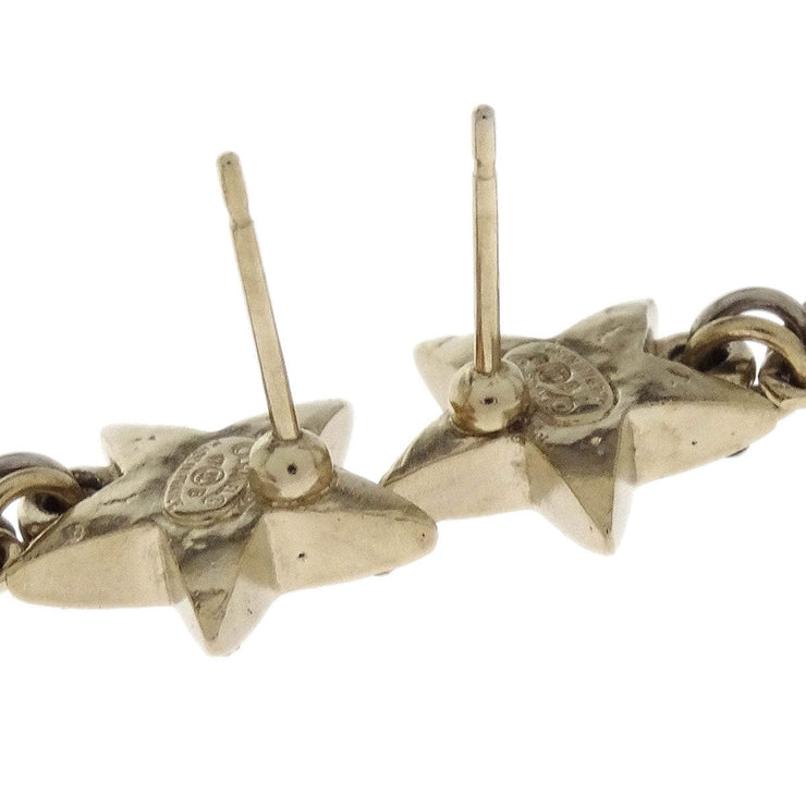 Chanel Star CC Moon Dangle Piercing Earrings Silver Rhinestone 17B 154373