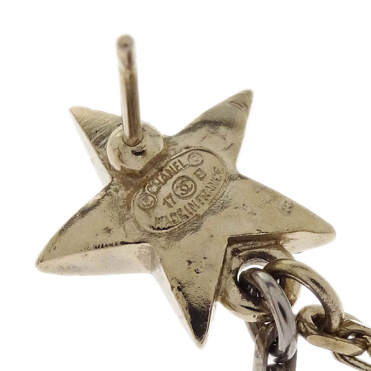 Chanel Star CC Moon Dangle Piercing Earrings Silver Rhinestone 17B 154373