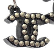 Chanel Piercing Dangle Earrings Silver Black 05P 154375