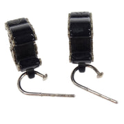 Chanel Piercing Dangle Earrings Silver Black 05P 154375