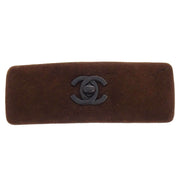 Chanel Brown Suede Turnlock Hair Barrette 154376