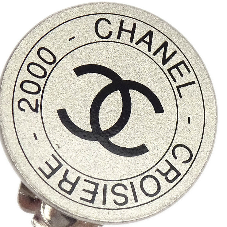 Chanel Button Earrings Clip-On Silver 00C 154381