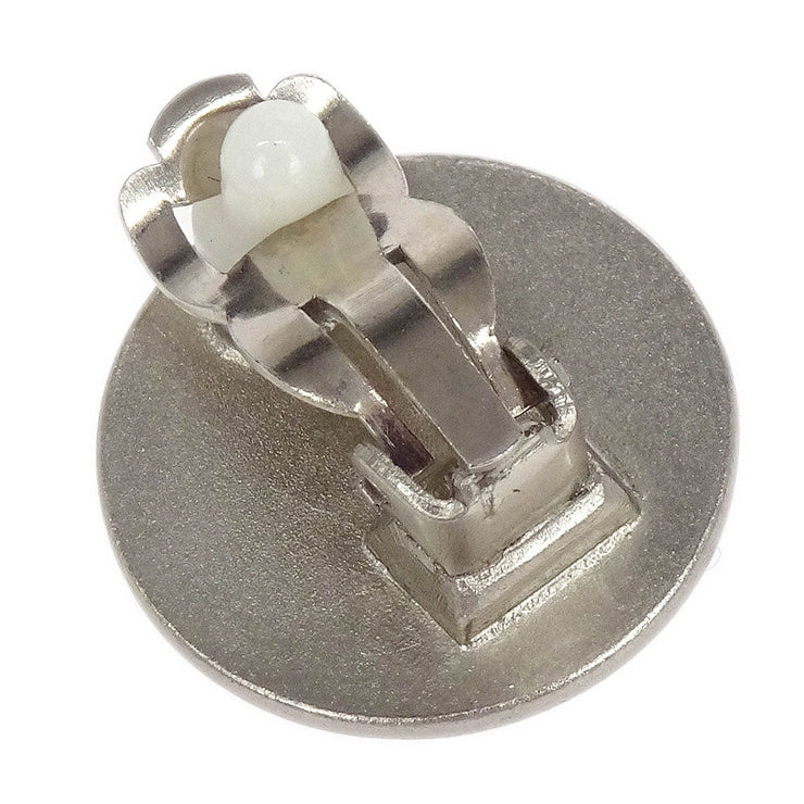 Chanel Button Earrings Clip-On Silver 00C 154381