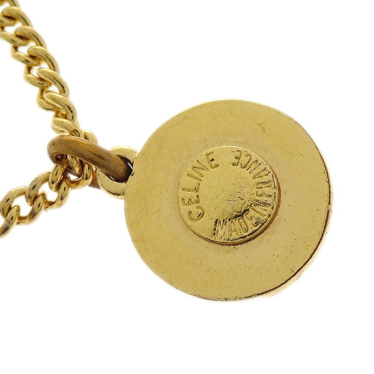 Celine Gold Chain Pendant Necklace Heart Rhinestone 154390