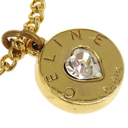 Celine Gold Chain Pendant Necklace Heart Rhinestone 154390