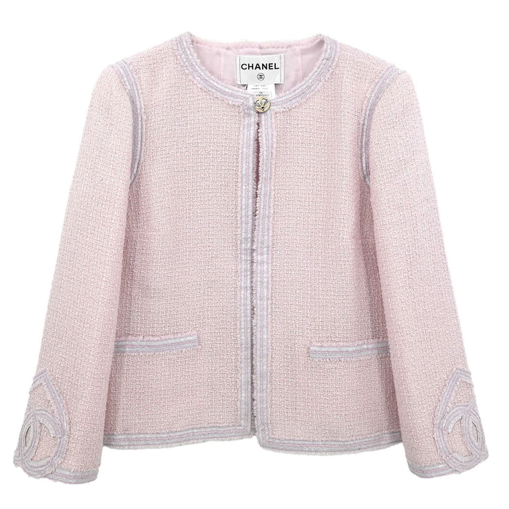 Chanel Collarless Jacket Pink 09C #42 154401