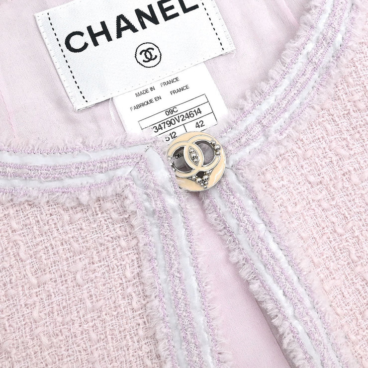 Chanel Collarless Jacket Pink 09C #42 154401