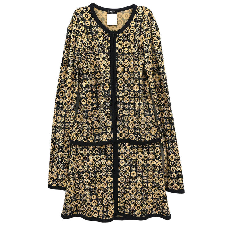 Chanel Setup Suit Zip Up Top Skirt Black 03P #38 #34 154404