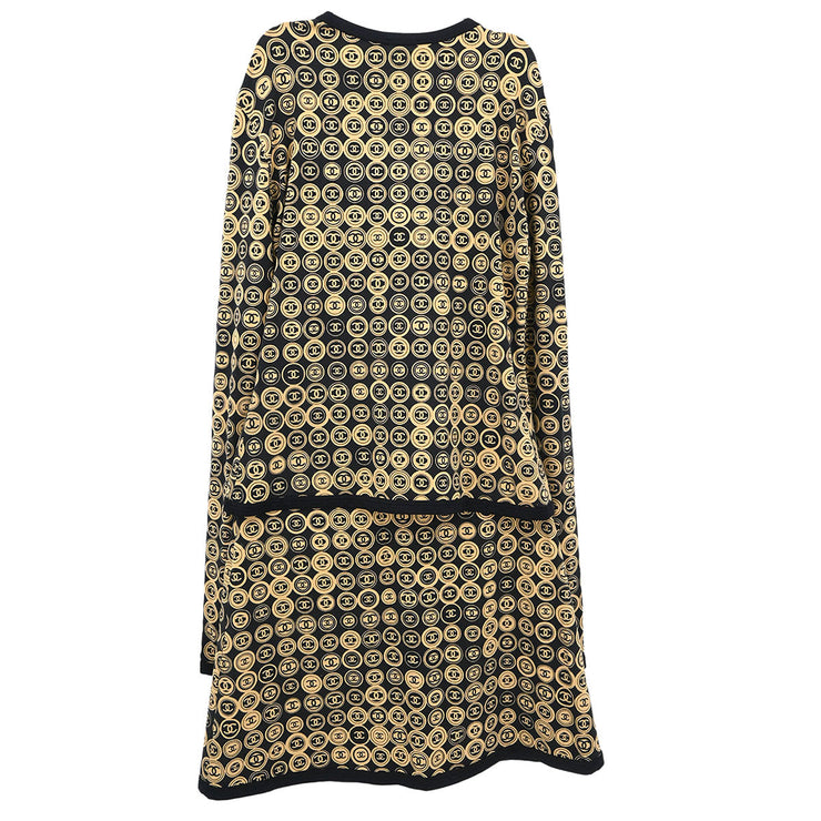 Chanel Setup Suit Zip Up Top Skirt Black 03P #38 #34 154404