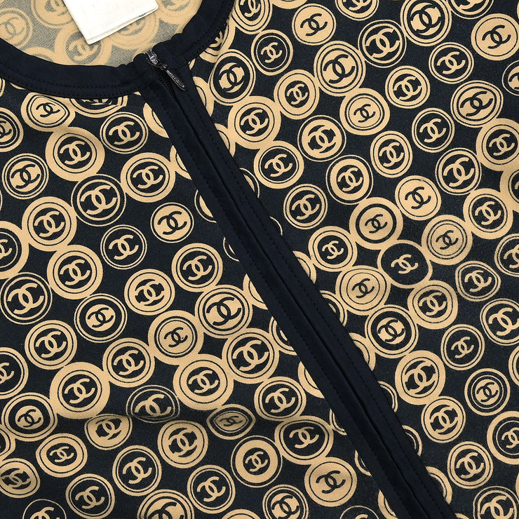 Chanel Setup Suit Zip Up Top Skirt Black 03P #38 #34 154404