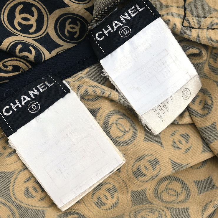 Chanel Setup Suit Zip Up Top Skirt Black 03P #38 #34 154404