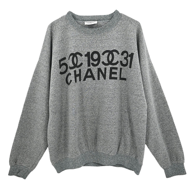 Chanel Long Sleeve Top Sweater Gray 154413
