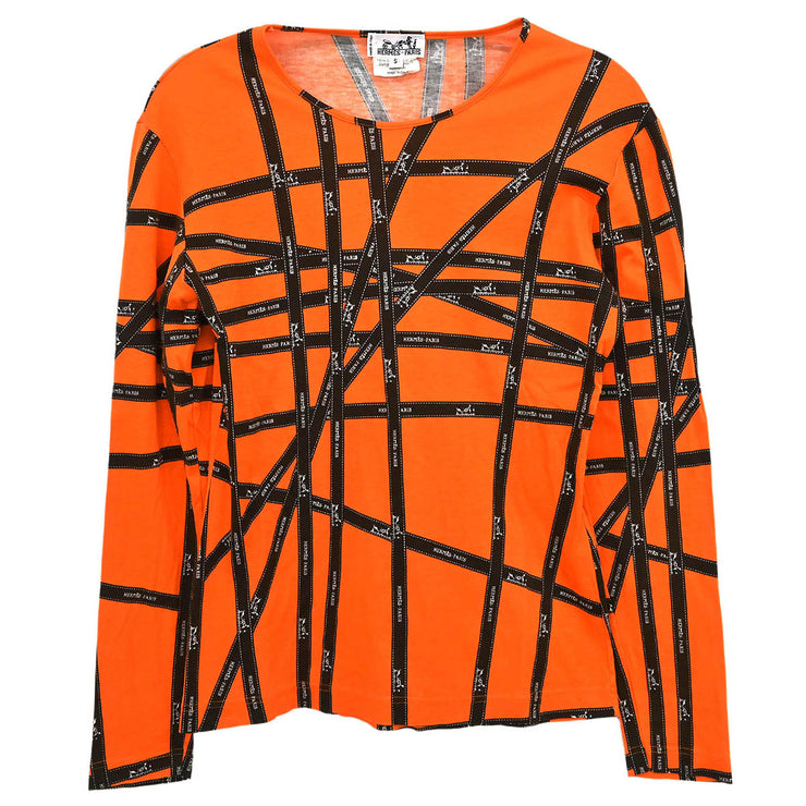 Hermes Long Sleeve T-shirt Top Orange #S 154432