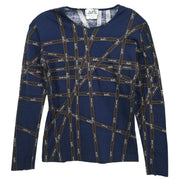 Hermes Long Sleeve T-shirt Top Navy #S 154433