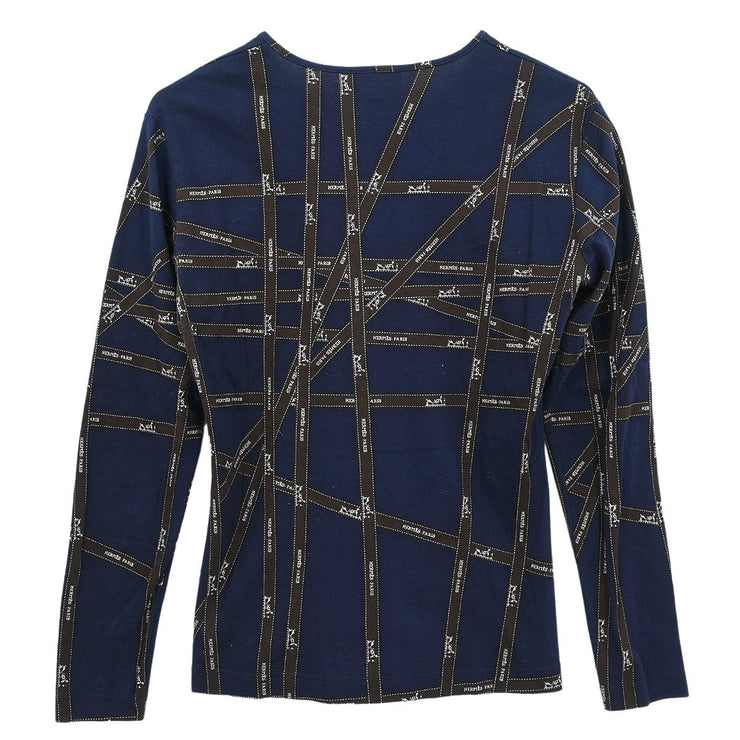 Hermes Long Sleeve T-shirt Top Navy #S 154433