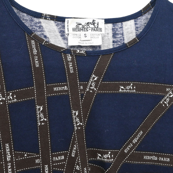 Hermes Long Sleeve T-shirt Top Navy #S 154433