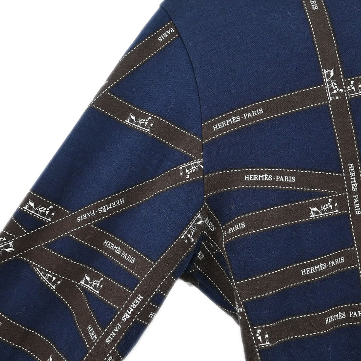 Hermes Long Sleeve T-shirt Top Navy #S 154433