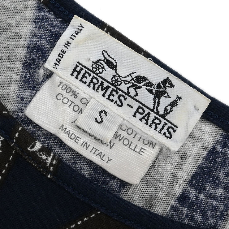 Hermes Long Sleeve T-shirt Top Navy #S 154433