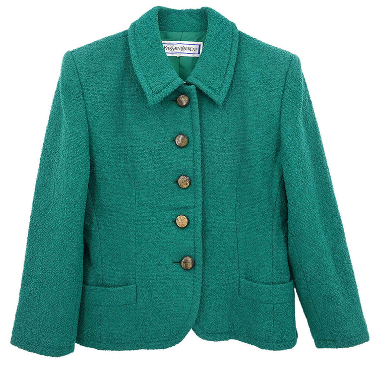 Yves Saint Laurent Single Breasted Jacket Green HZ537-870 #L 154453