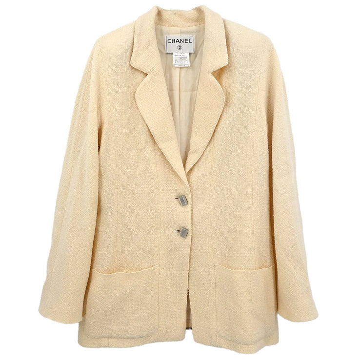 Chanel Single Breasted Jacket White 99C #40 154465