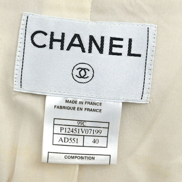 Chanel Single Breasted Jacket White 99C #40 154465