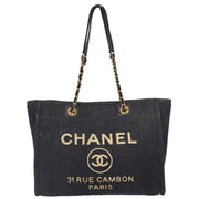 Chanel Navy Gold Small Deauville Tote Bag 154478