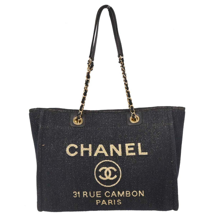 Chanel Navy Gold Small Deauville Tote Bag 154478