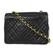 Chanel Black Lambskin Classic Square Flap Shoulder Bag 20 154485