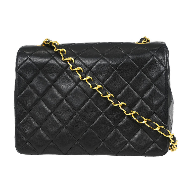 Chanel Black Lambskin Classic Square Flap Shoulder Bag 20 154485