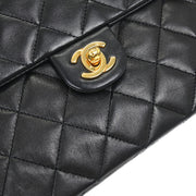 Chanel Black Lambskin Classic Square Flap Shoulder Bag 20 154485