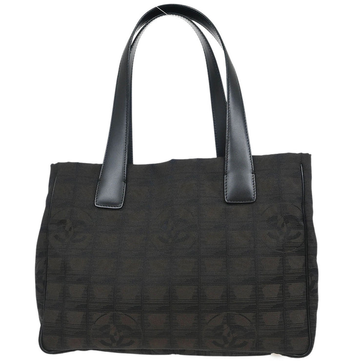 Chanel Brown Jacquard Nylon Travel Line Tote Handbag 154490