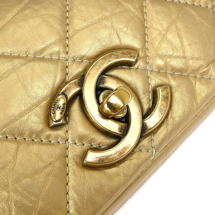 Chanel Gold Calfskin Pondicherry Flap 2way Handbag 154492