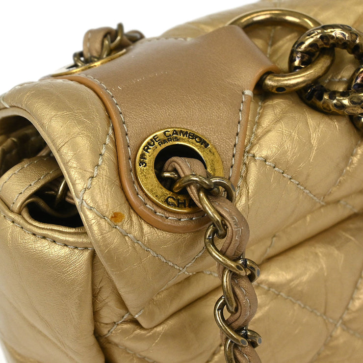 Chanel Gold Calfskin Pondicherry Flap 2way Handbag 154492