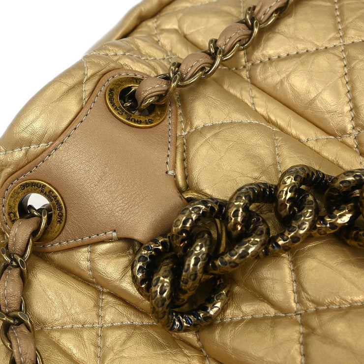 Chanel Gold Calfskin Pondicherry Flap 2way Handbag 154492