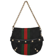 Gucci Black Canvas GG Horsebit Handbag 131495 205027 154493