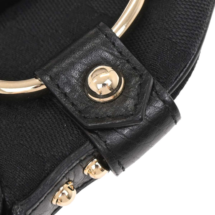 Gucci Black Canvas GG Horsebit Handbag 131495 205027 154493