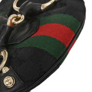 Gucci Black Canvas GG Horsebit Handbag 131495 205027 154493