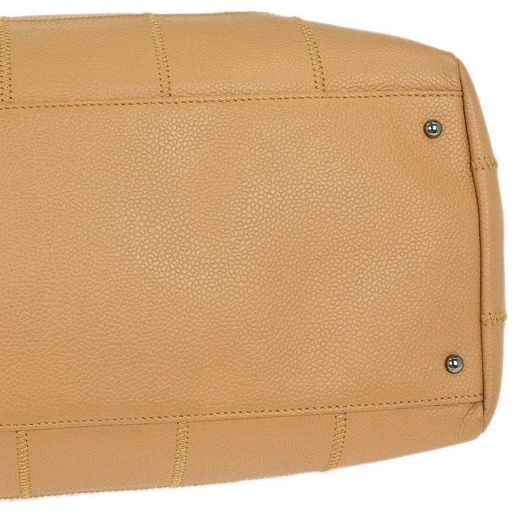 Chanel Beige Calfskin Wild Stitch Choco Bar Handbag 154494