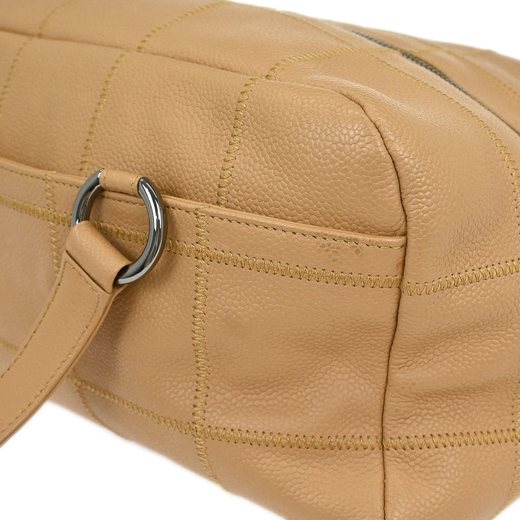 Chanel Beige Calfskin Wild Stitch Choco Bar Handbag 154494