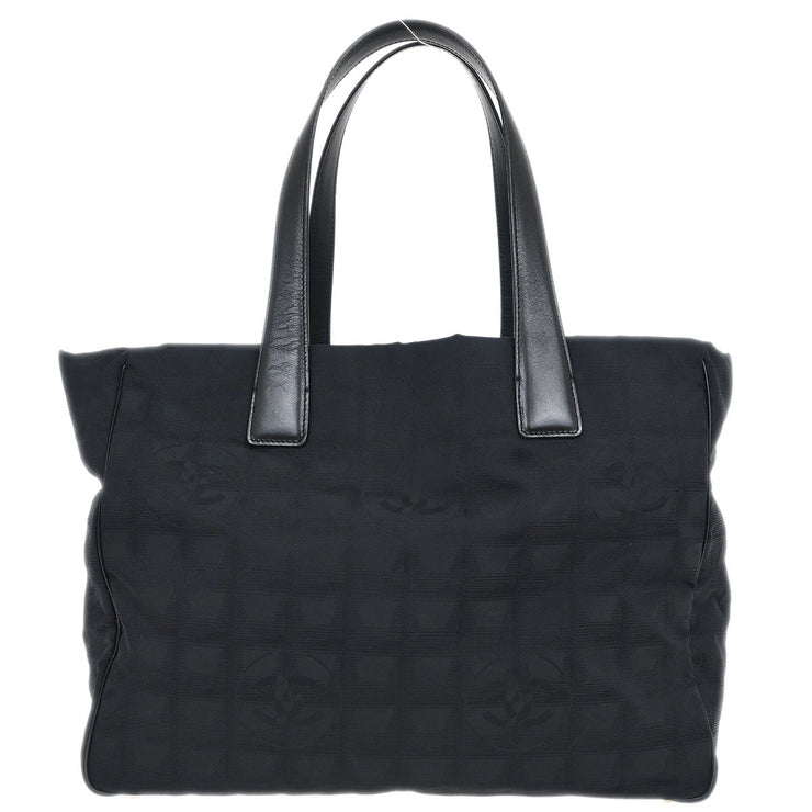 Chanel Black Jacquard Nylon Travel Line Tote Handbag 154495