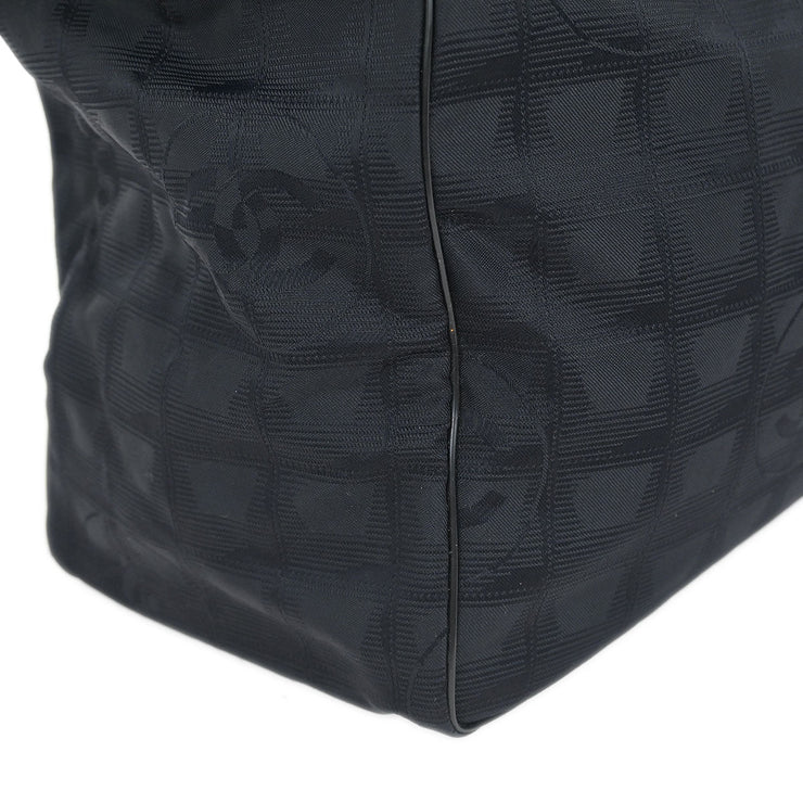 Chanel Black Jacquard Nylon Travel Line Tote Handbag 154495