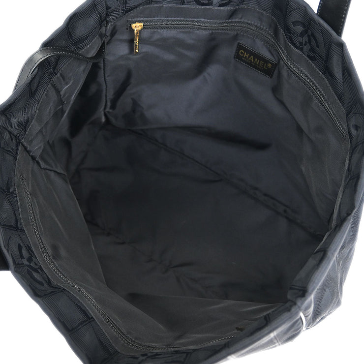 Chanel Black Jacquard Nylon Travel Line Tote Handbag 154495