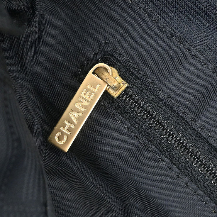 Chanel Black Jacquard Nylon Travel Line Tote Handbag 154495