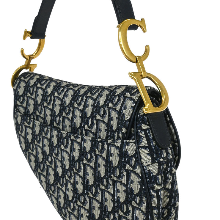 Christian Dior Navy Oblique Trotter Saddle Handbag 05-RU-1108 154497