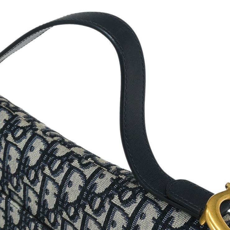 Christian Dior Navy Oblique Trotter Saddle Handbag 05-RU-1108 154497