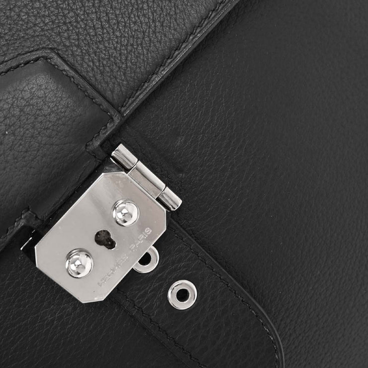 Hermes Black Taurillon Clemence Sac a Depeches DPLG Handbag  Square:F M.U 154498